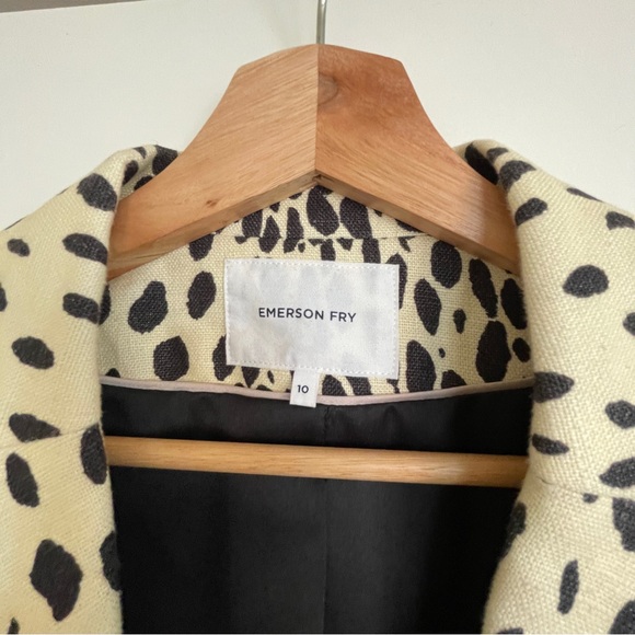 EMERSON FRY Wingtip Coat 2 Leopard Linen 10 - Picture 4 of 10